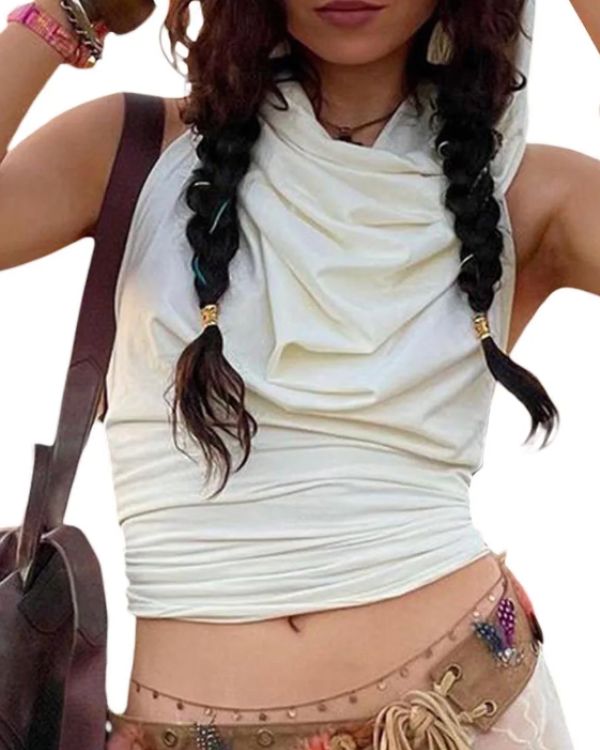 Boho Festival Hippie Shirt mit Kragen der als Kapuze getragen werden kann 
